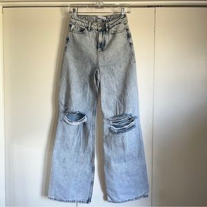 Zara Distressed Wide Leg Jeans